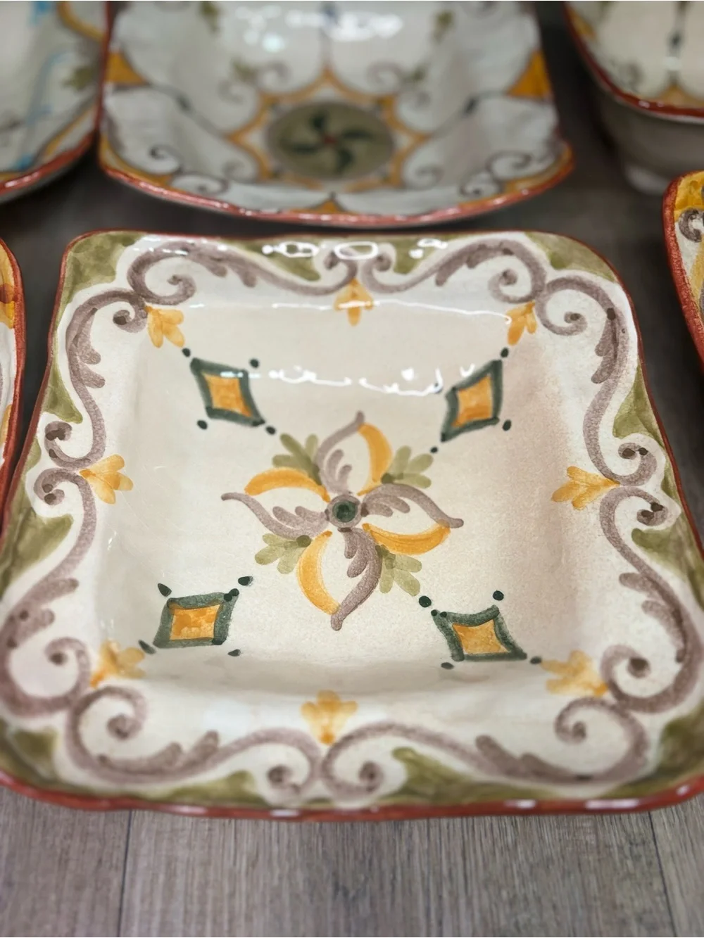 Arte Italica Square Dinner Plates & Bowls Set of 8 perfect condition